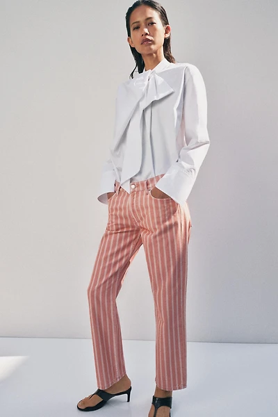 ZW COLLECTION MID-RISE STRIPED SLIM JEANS