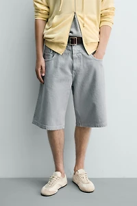 BERMUDA EN JEAN TAILLE EFFET SUPERPOSITION