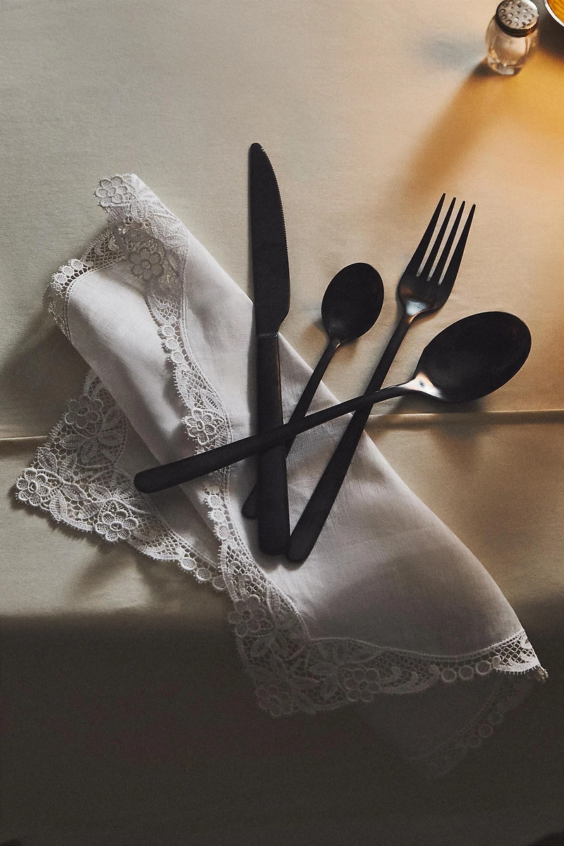 4-PIECE BLACK STEEL FLATWARE SET