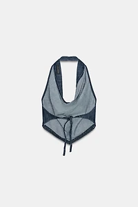 OPEN-BACK STUDDED HALTER TOP