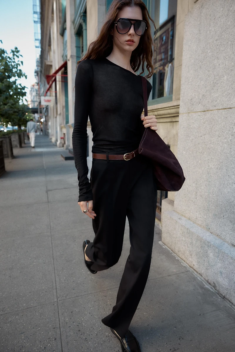 BELTED STRAIGHT LEG PANTS