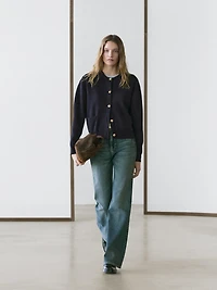 Cotton knit cardigan with gold buttons