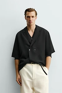 VISCOSE-LINEN KIMONO SHIRT