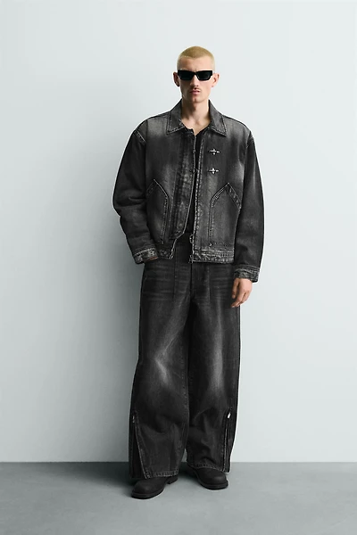 BOXY FIT DENIM JACKET WITH FIREMAN CLASPS