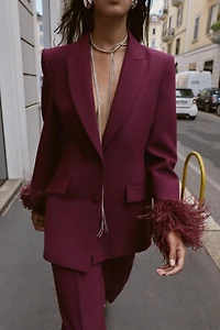 FEATHER CUFF BLAZER