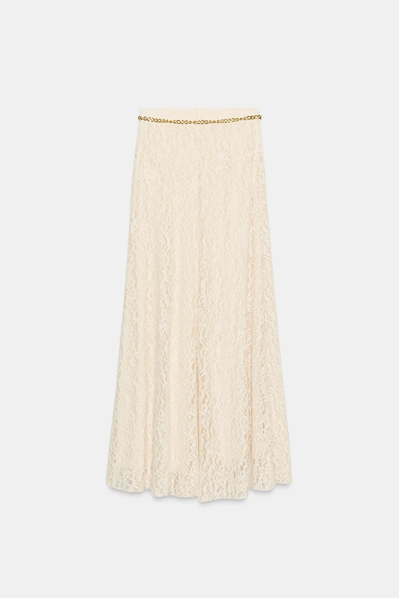 JUPE MI-LONGUE CEINTURE CHAÎNE