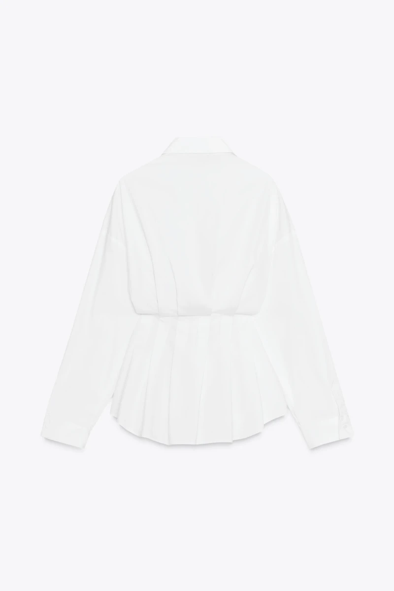 PLEATED POPLIN SHIRT
