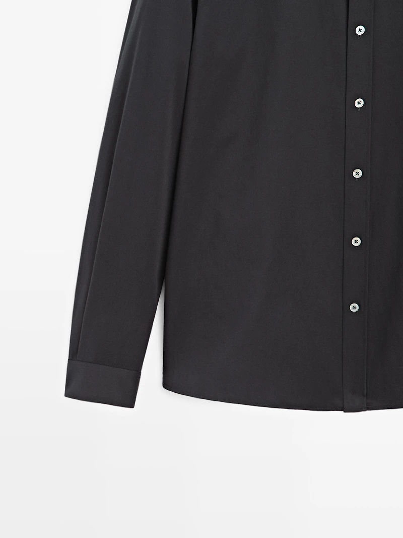 Regular fit cotton blend shirt