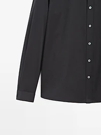 Regular fit cotton blend shirt