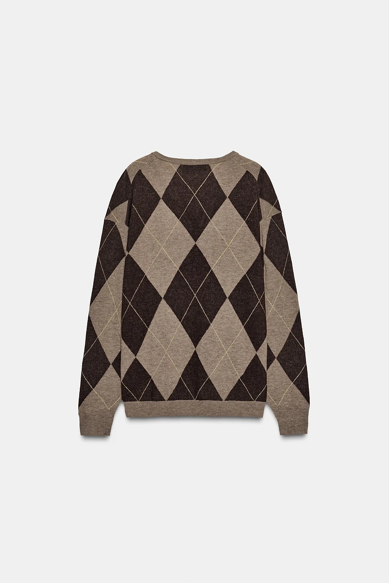 100% WOOL DIAMOND JUMPER