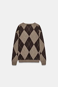 100% WOOL DIAMOND JUMPER