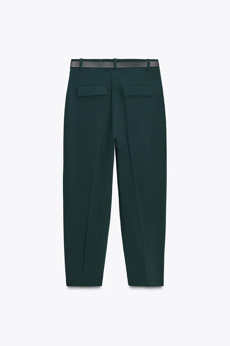 BELTED PLEATED PANTS