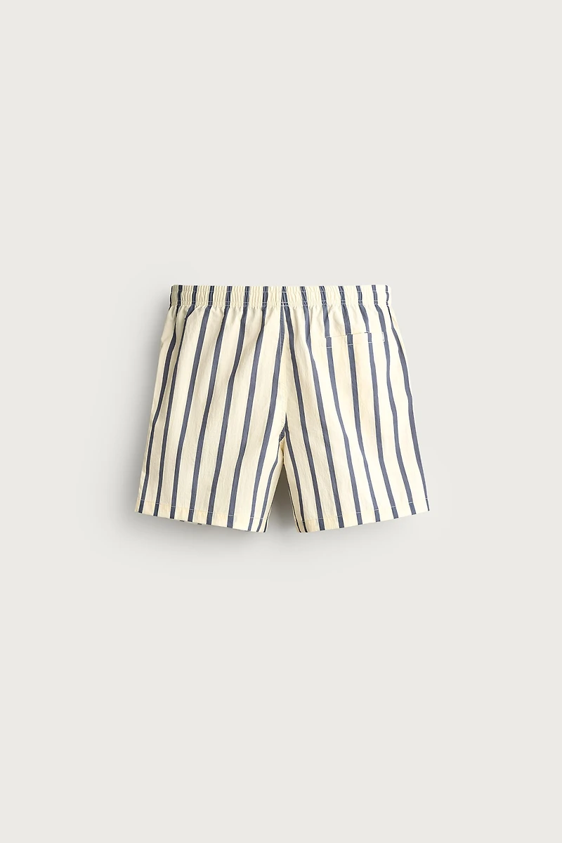 STRIPED MID-LENGTH SWIM SHORTS