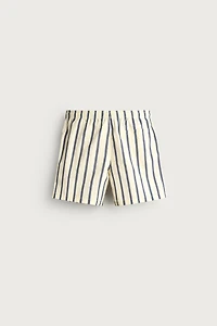 STRIPED MID-LENGTH SWIM SHORTS