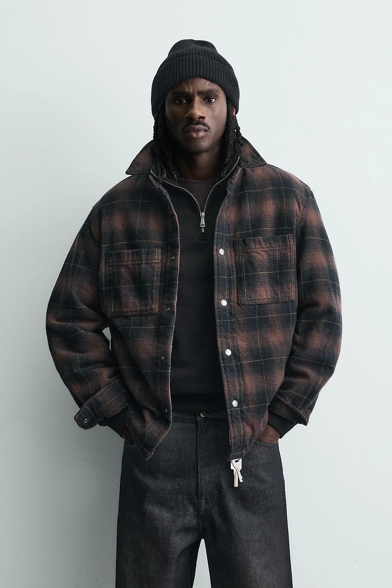 PLAID PADDED OVERSHIRT