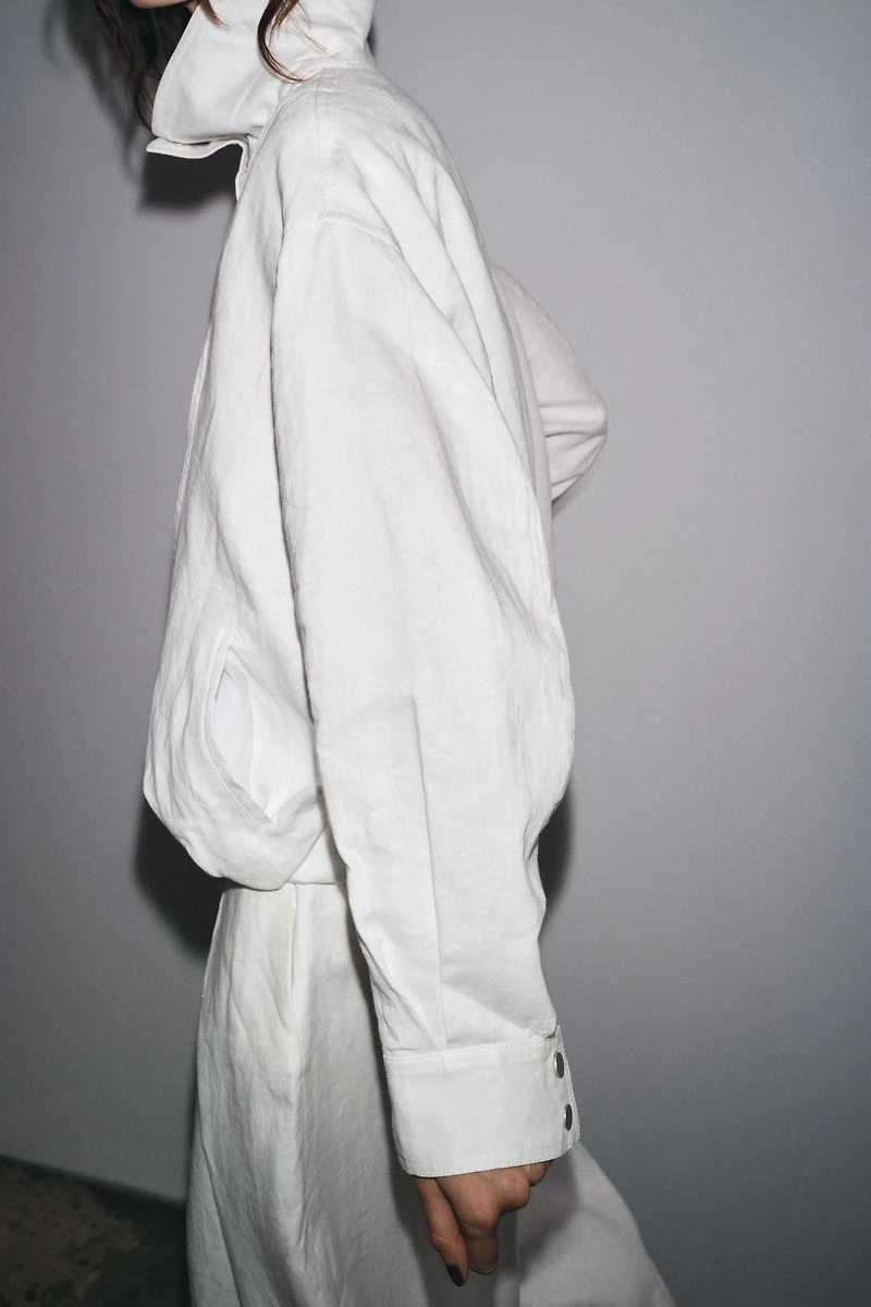 100% LINEN BOMBER JACKET ZW COLLECTION