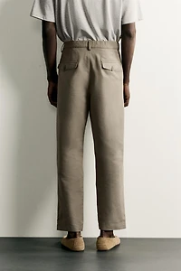 PANTALON COUPE DÉCONTRACTÉE COTON ET LIN
