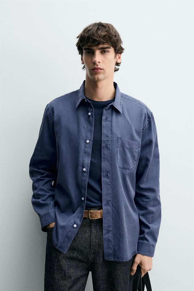 REGULAR FIT LYOCELL - COTTON SHIRT