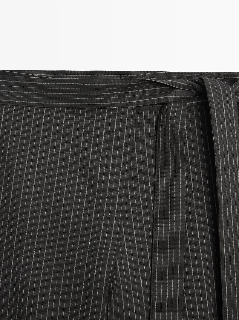 Pantalon paréo à rayures avec nœud