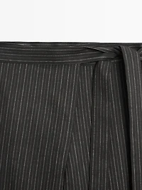 Pantalon paréo à rayures avec nœud
