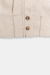 LINEN TOP WITH TOPSTITCHING