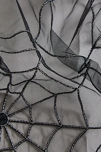 HALLOWEEN COBWEB TULLE TABLECLOTH