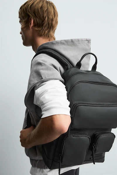 RUBBERIZED MULTI-POCKET BACKPACK