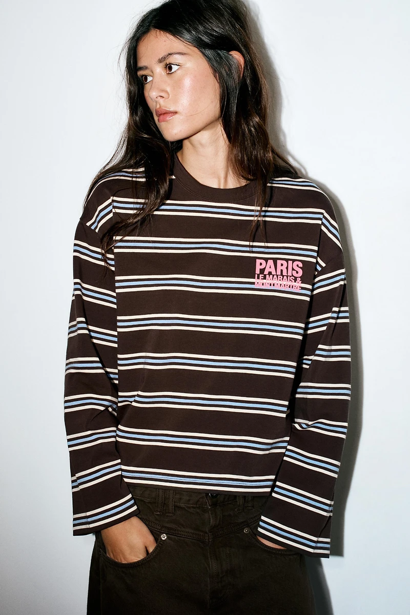 STRIPED TEXT T-SHIRT