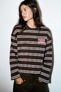 STRIPED TEXT T-SHIRT