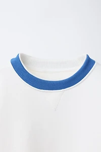 CONTRAST RIB NECK SWEATSHIRT