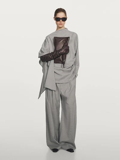 100% wool asymmetric ruffled blouse - STUDIO