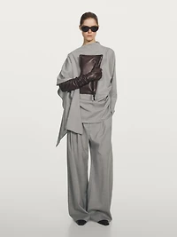 Blouse asymétrique 100 % laine à volant - STUDIO