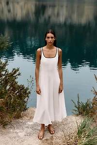 CONTRAST TRIM MIDI DRESS