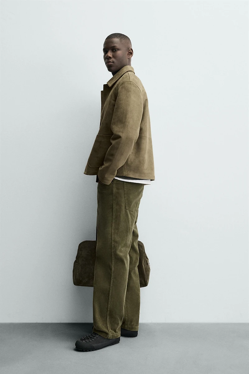 FAUX SUEDE JACKET WITH POCKETS