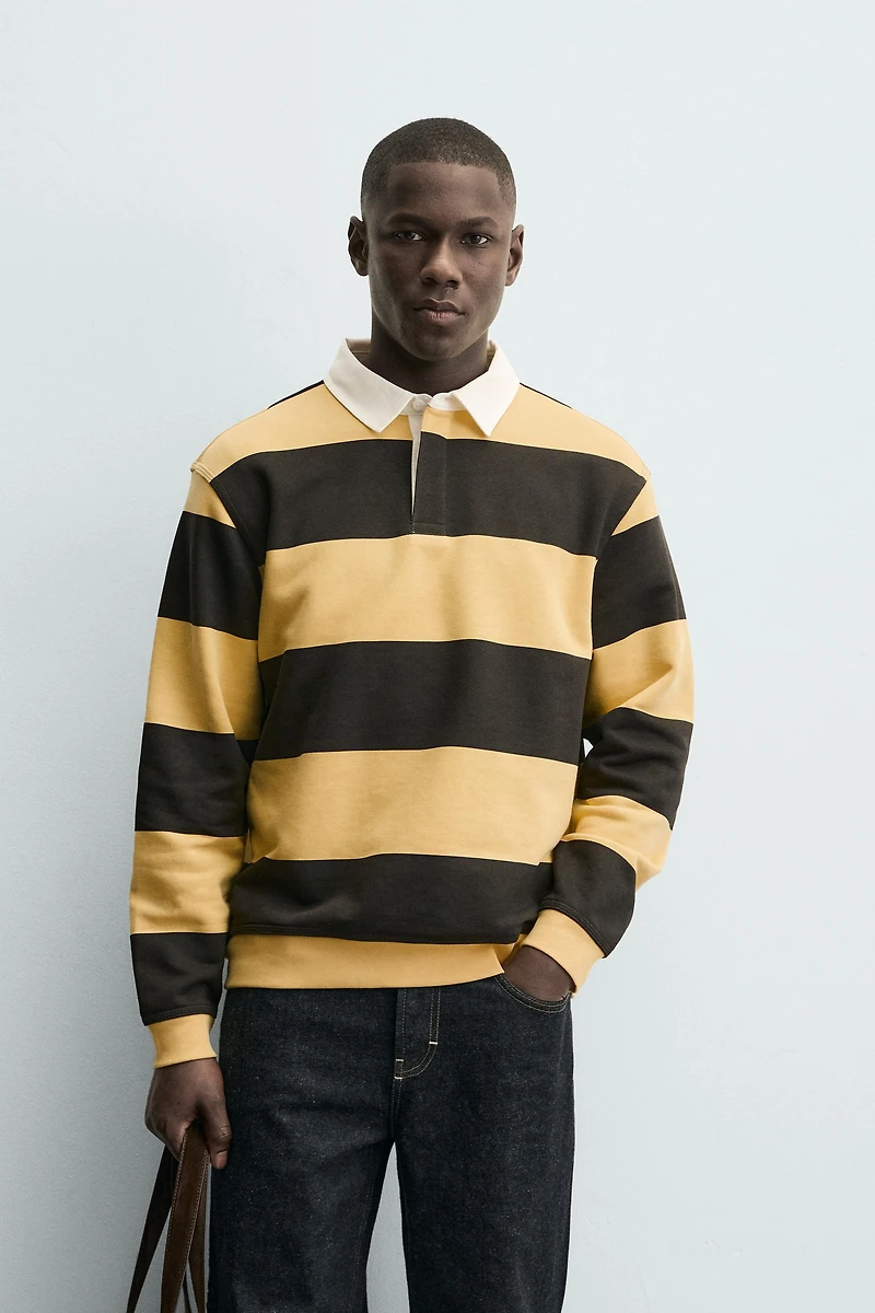 CONTRAST COLLAR POLO SWEATSHIRT
