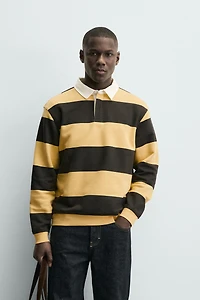 CONTRAST COLLAR POLO SWEATSHIRT