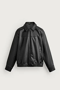 RELAXED-FIT FAUX LEATHER JACKET