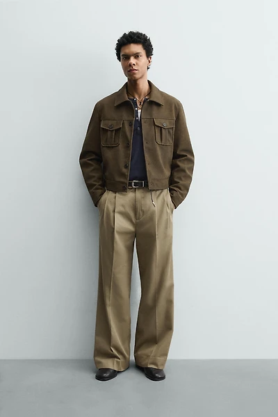 FAUX LEATHER CROPPED FIT JACKET