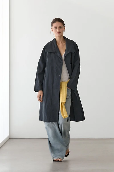High neck technical trench coat