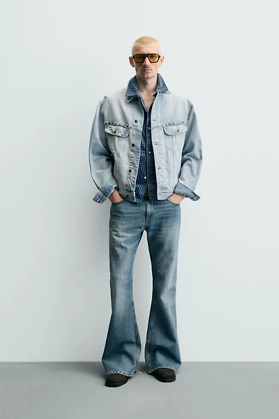 RELAXED FIT DENIM JACKET WITH METAL STUDS