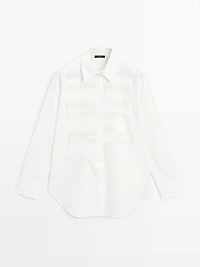 Chemisier plastron 100 % coton