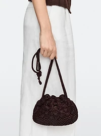 Nappa leather macramé pouch bag