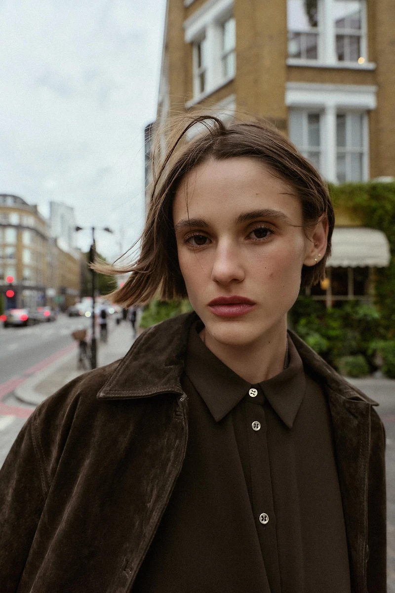 KNOTTED CREPE SHIRT