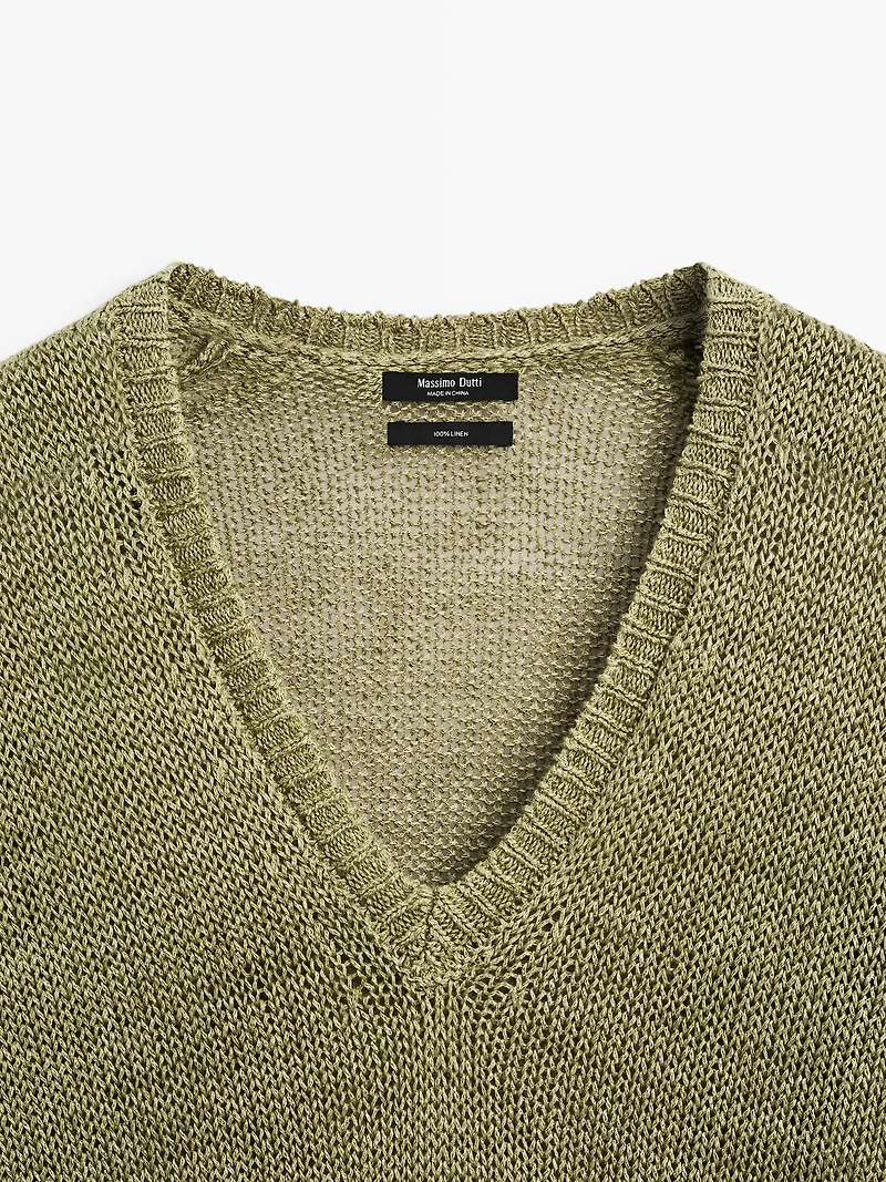100% linen cutwork sweater