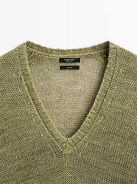 100% linen cutwork sweater