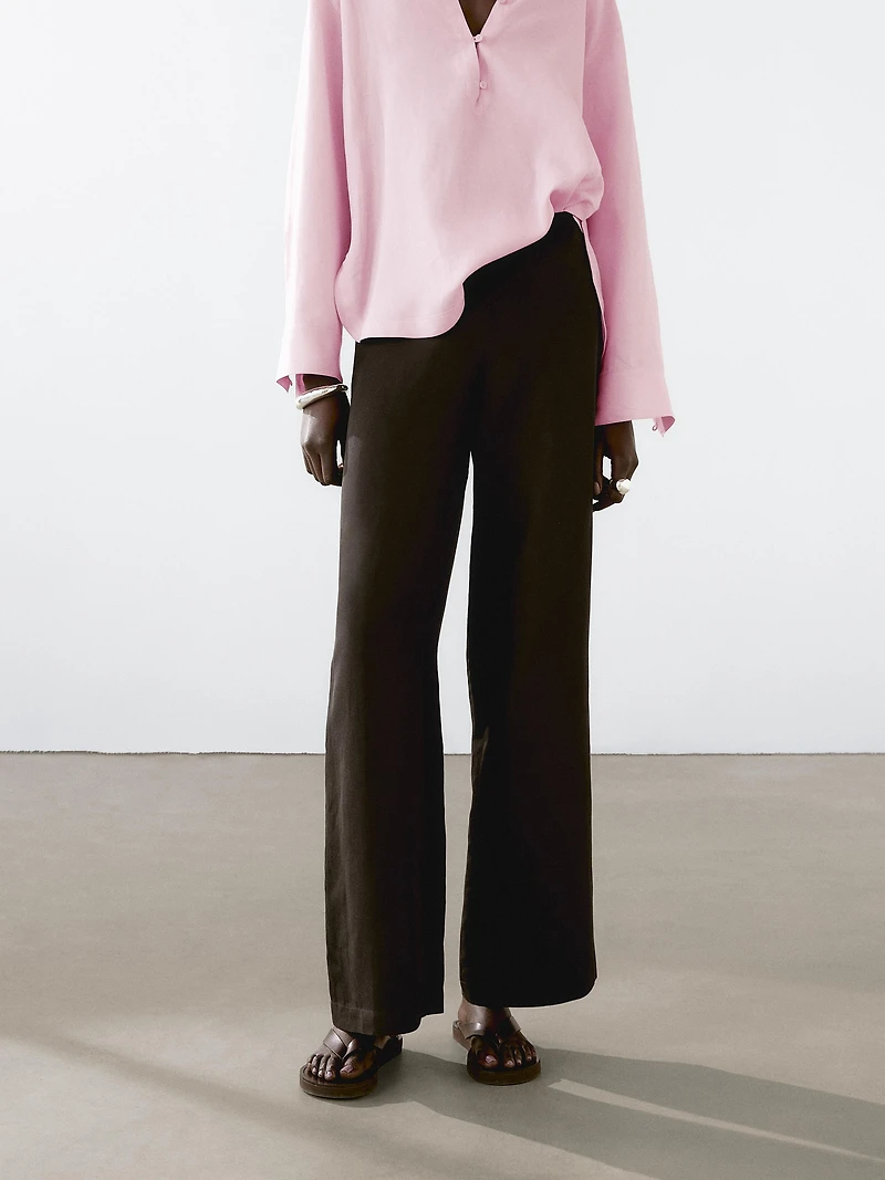 Pantalon lin taille élastique