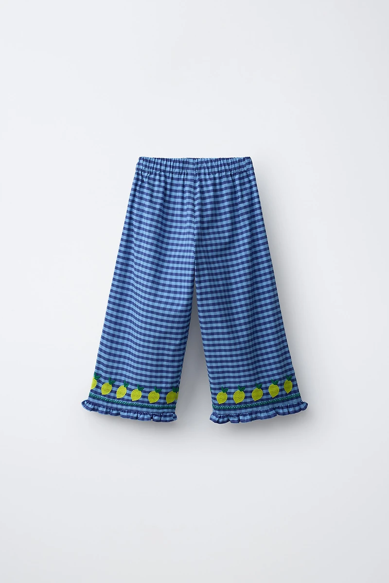 EMBROIDERED LEMON GINGHAM CULOTTES CASA LAWA X ZARA KIDS