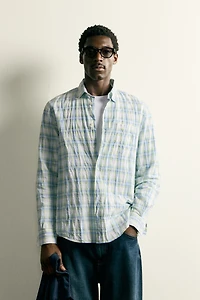 CHEMISE REGULAR FIT À CARREAUX EFFET FROISSÉ