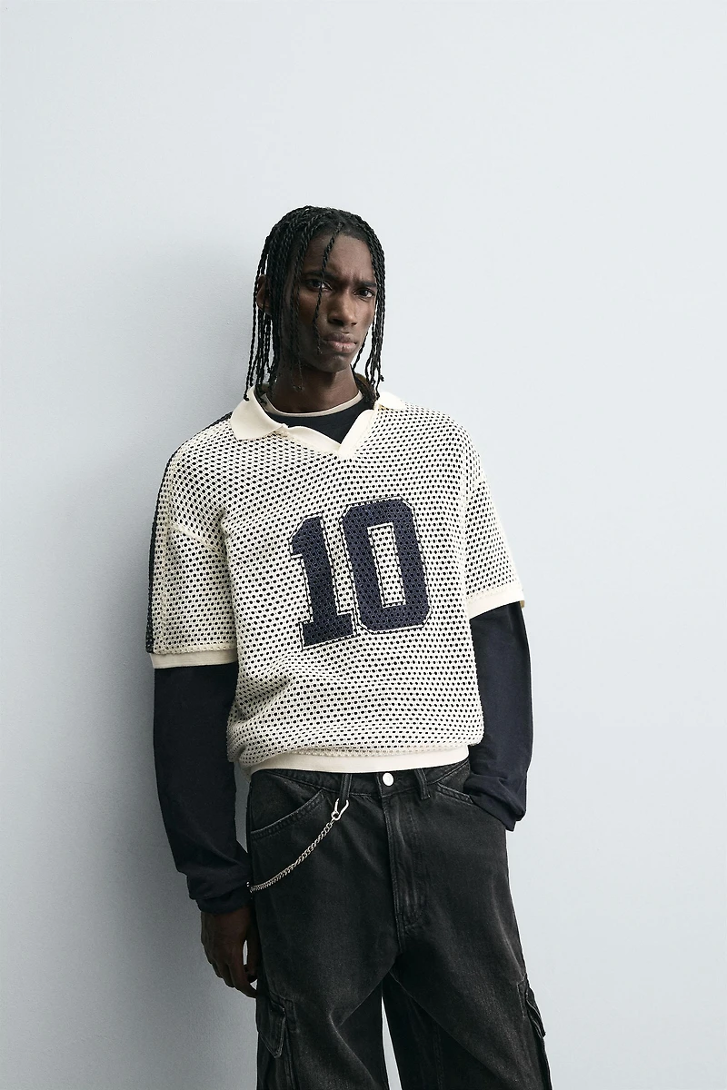RETRO SOCCER OPEN WEAVE POLO SHIRT