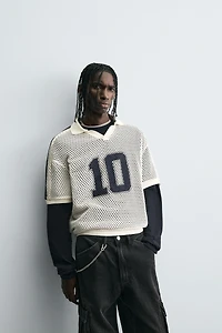 RETRO SOCCER OPEN WEAVE POLO SHIRT
